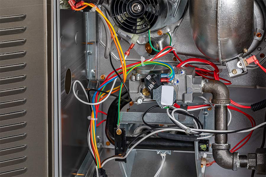 furnace's internal wiring and components