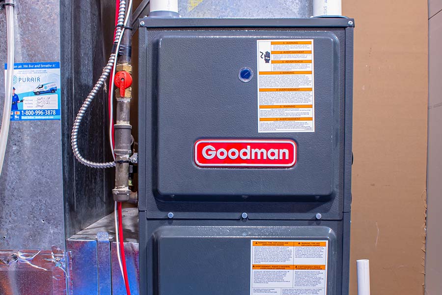 Goodman furnace unit installed in residential HVAC system